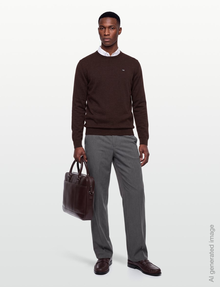 Lexington Clothing - Cotton Crew Knitted Sweater - rundhalsad - dark red melange - 0