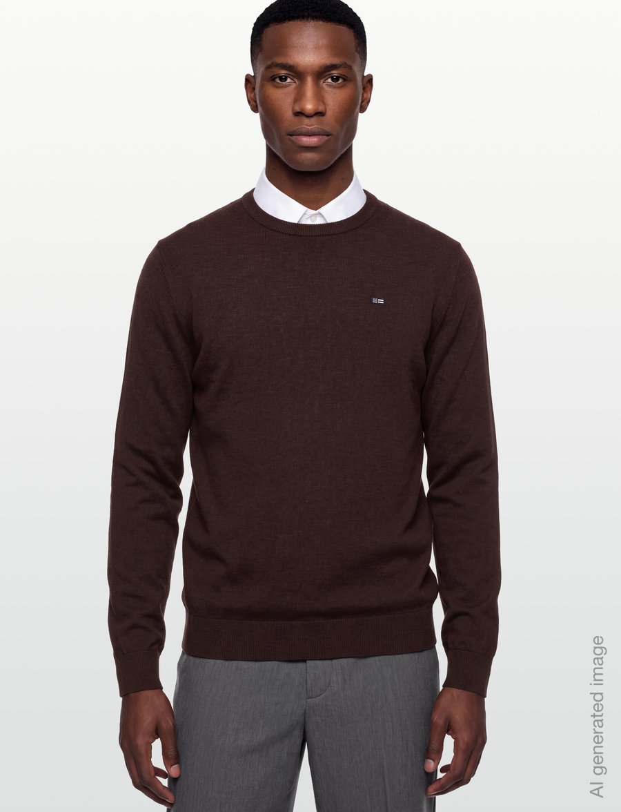 Lexington Clothing - Cotton Crew Knitted Sweater - rundhalsad - dark red melange - 3