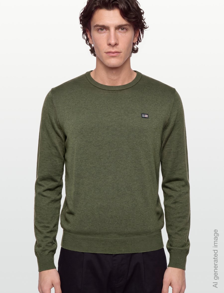 Lexington Clothing - Cotton Crew Knitted Sweater - Ümara kaelusega - green melange - 3