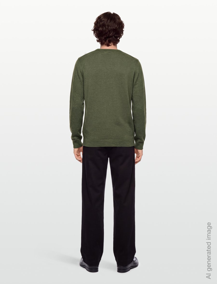 Lexington Clothing - Cotton Crew Knitted Sweater - Ümara kaelusega - green melange - 4