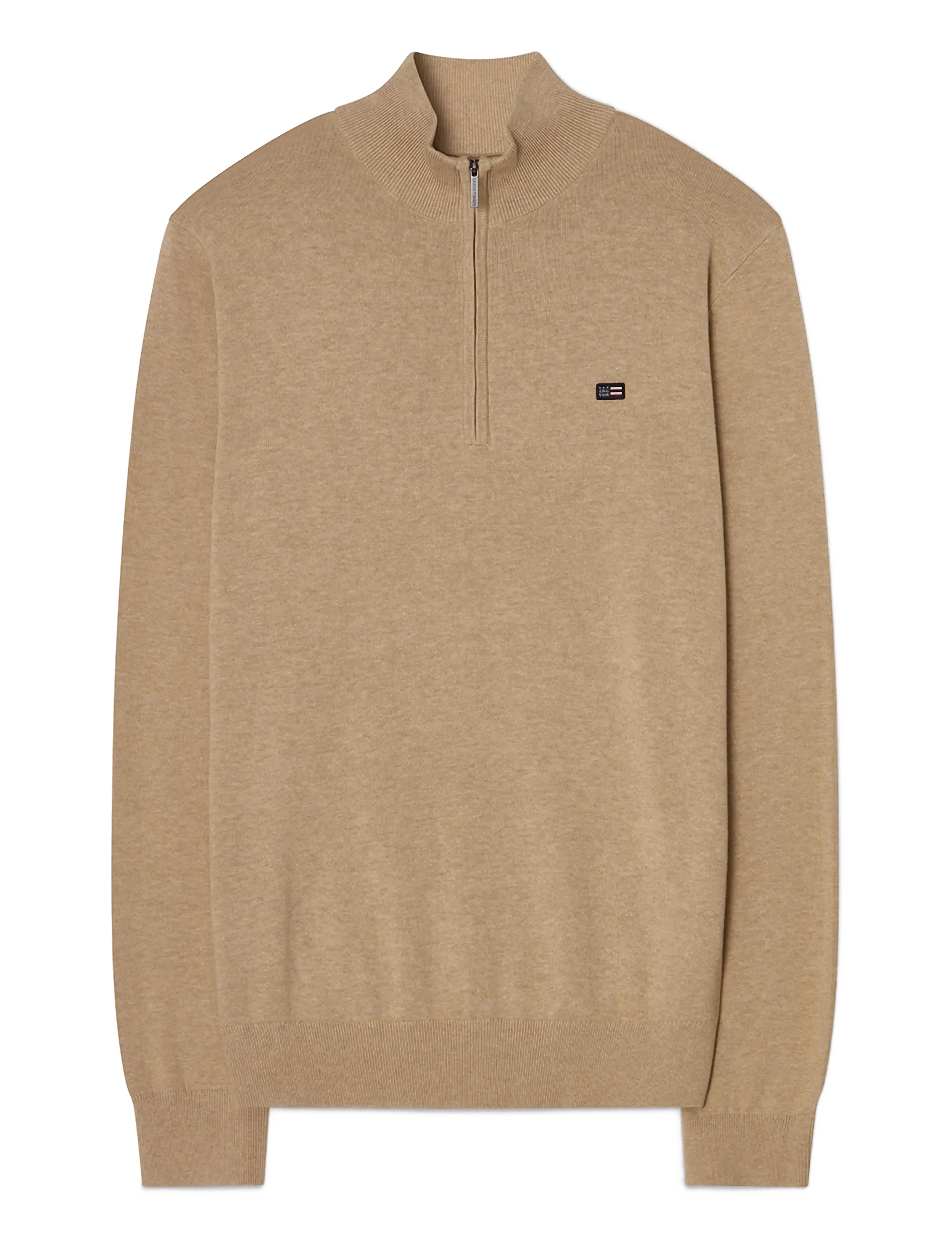 Lexington Clothing Cotton Half-Zip Knitted Sweater - Knitwear - BEIGE MELANGE / beige