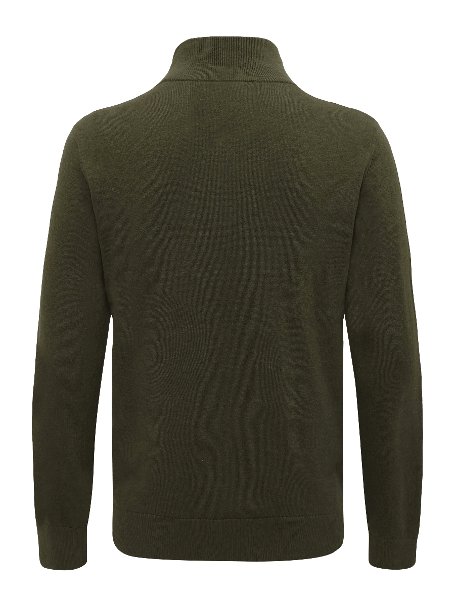 Lexington Clothing - Cotton Half-Zip Knitted Sweater - half zip-tröjor - green melange - 1