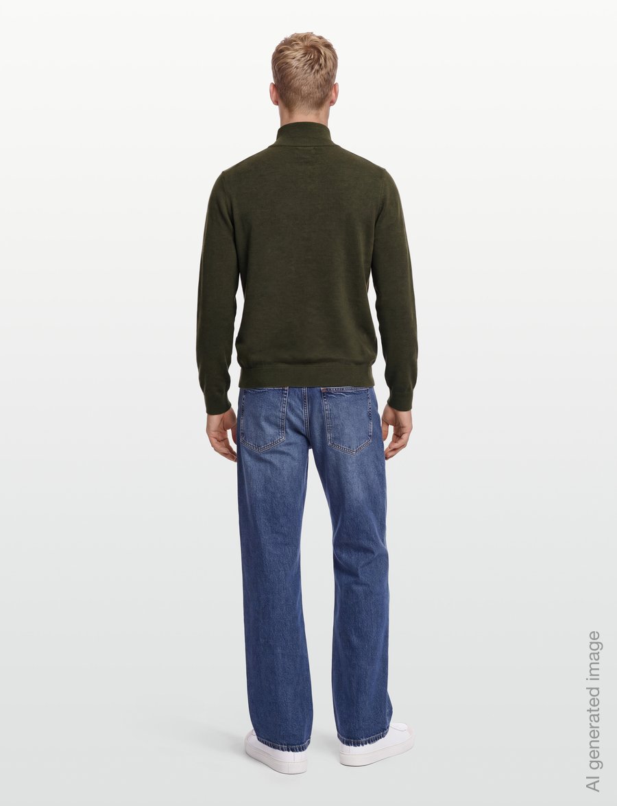 Lexington Clothing - Cotton Half-Zip Knitted Sweater - pullover mit halbem reißverschluss - green melange - 4