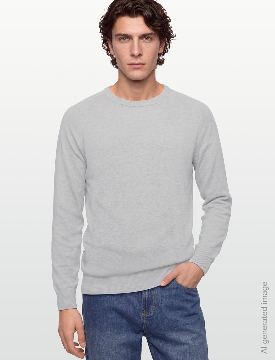 Lexington Clothing - Fine Merino Blend Crew Sweater - round necks - light grey melange - 3