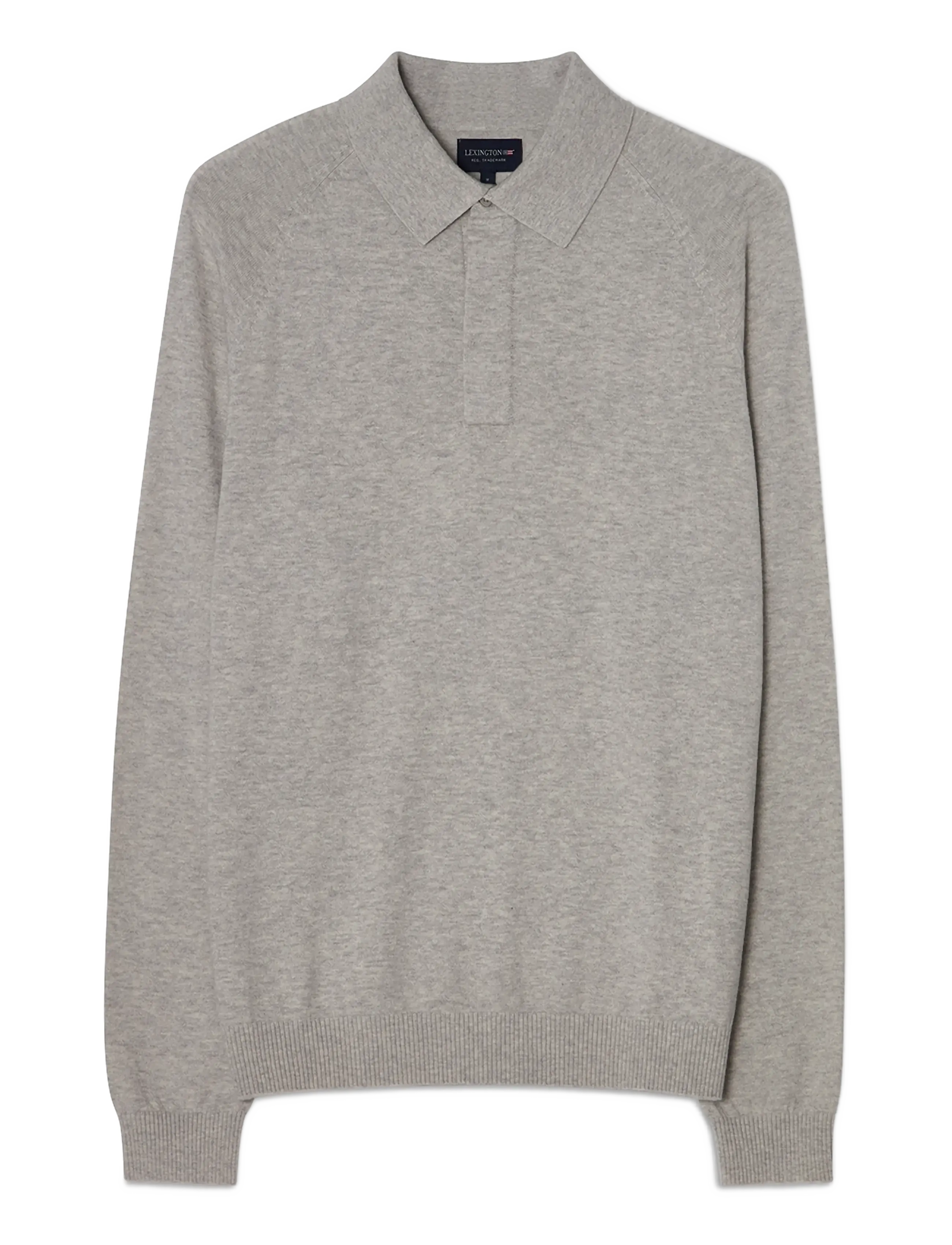 Lexington Clothing Fine Merino Blend Polo Sweater - Knitwear - LIGHT GREY MELANGE / grey