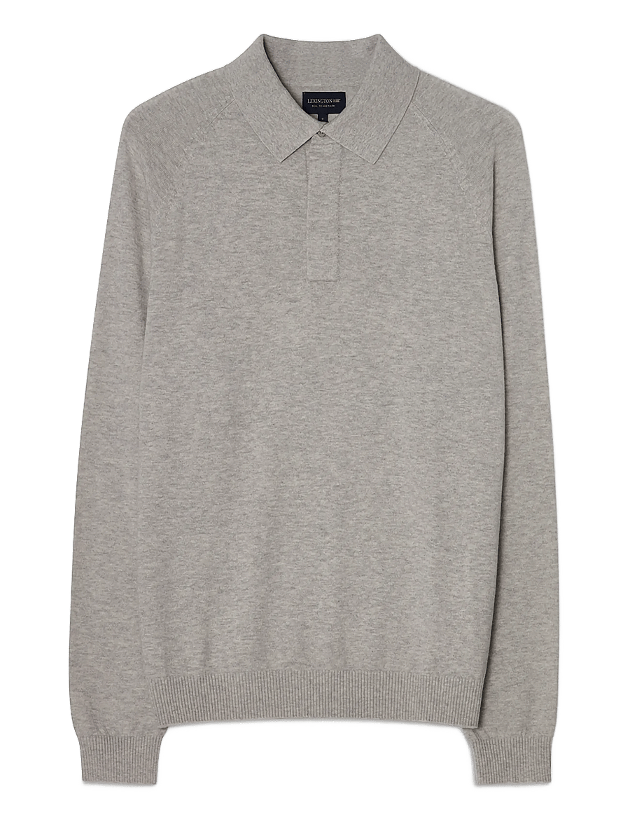 Lexington Clothing - Fine Merino Blend Polo Sweater - light grey melange - 0