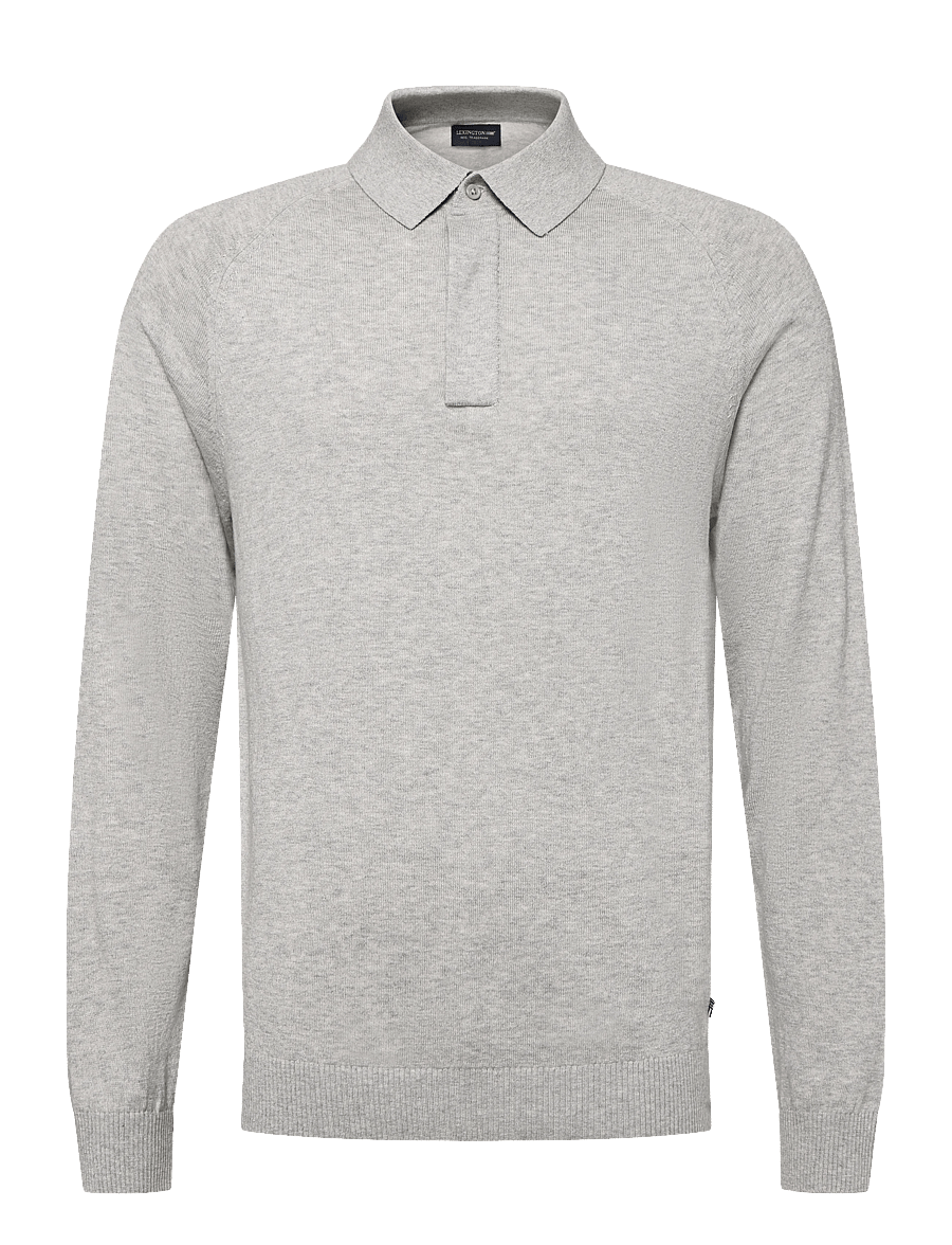 Lexington Clothing - Fine Merino Blend Polo Sweater - polos en tricot à manches longues - light grey melange - 0