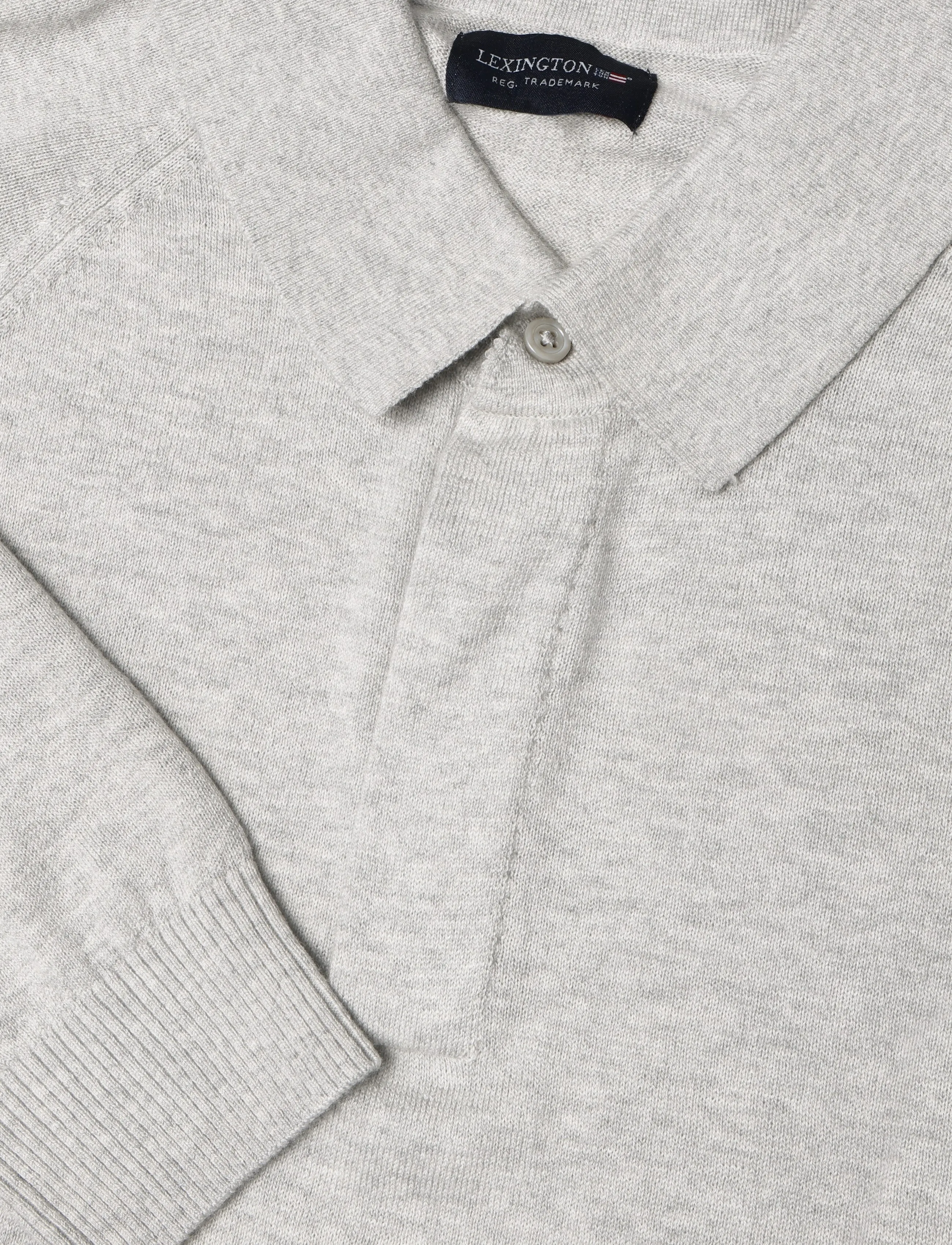 Lexington Clothing - Fine Merino Blend Polo Sweater - polos en tricot à manches longues - light grey melange - 2