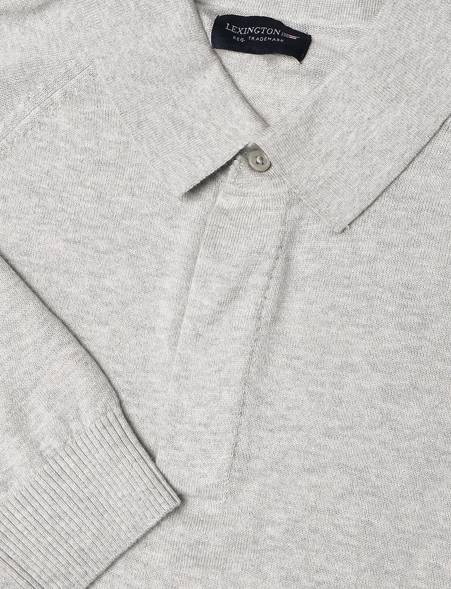 Lexington Clothing - Fine Merino Blend Polo Sweater - polos en tricot à manches longues - light grey melange - 2