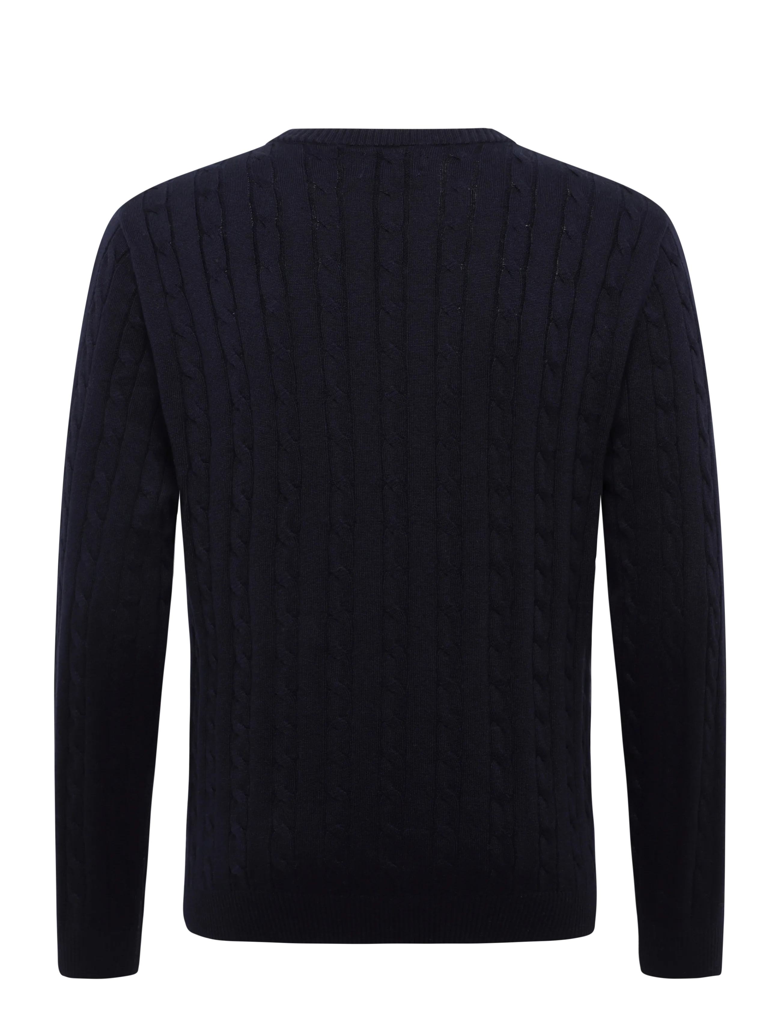 Lexington Clothing - Cotton Cable Knitted Sweater - okrągły dekolt - dark blue - 1