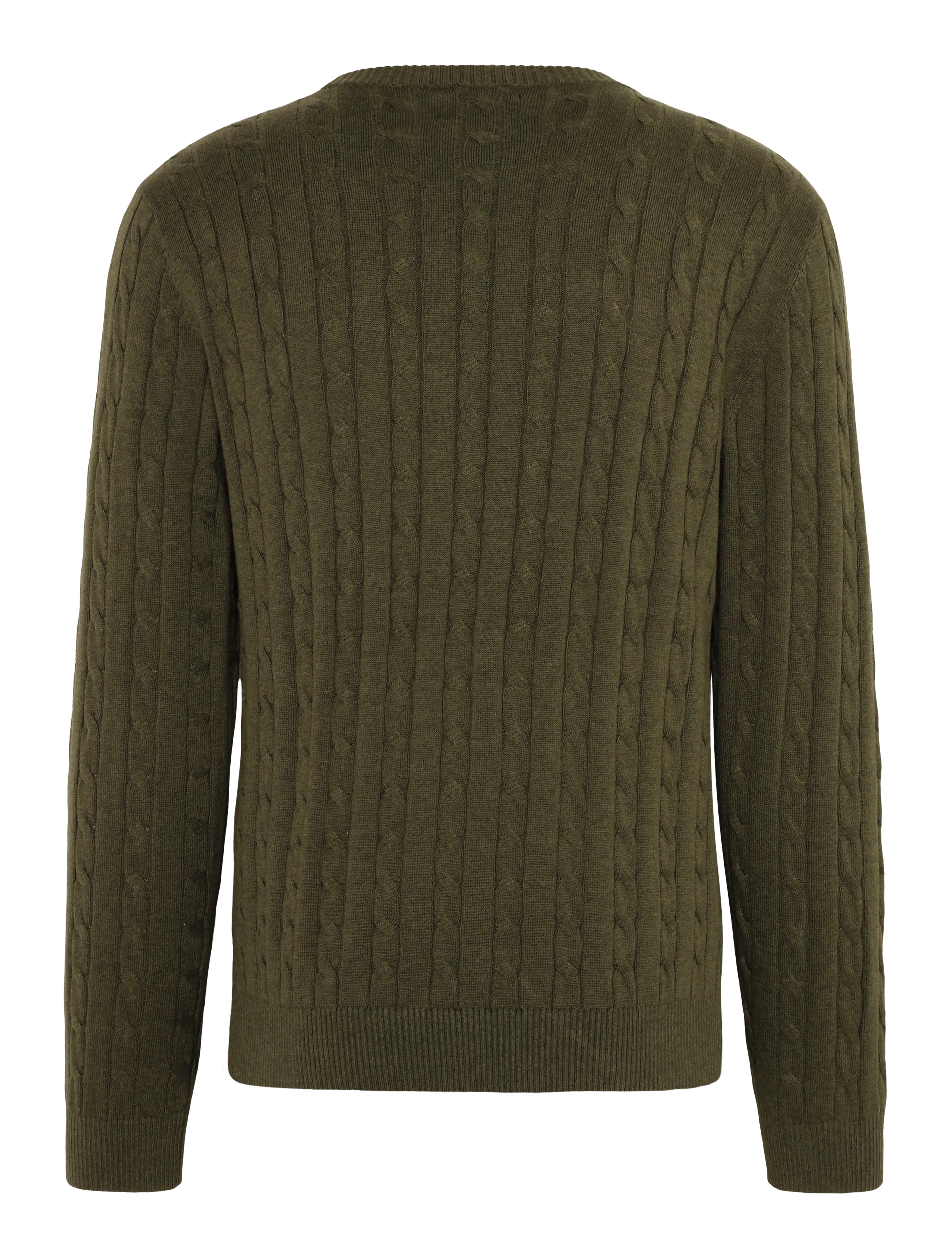 Lexington Clothing - Cotton Cable Knitted Sweater - rundhals - green melange - 1