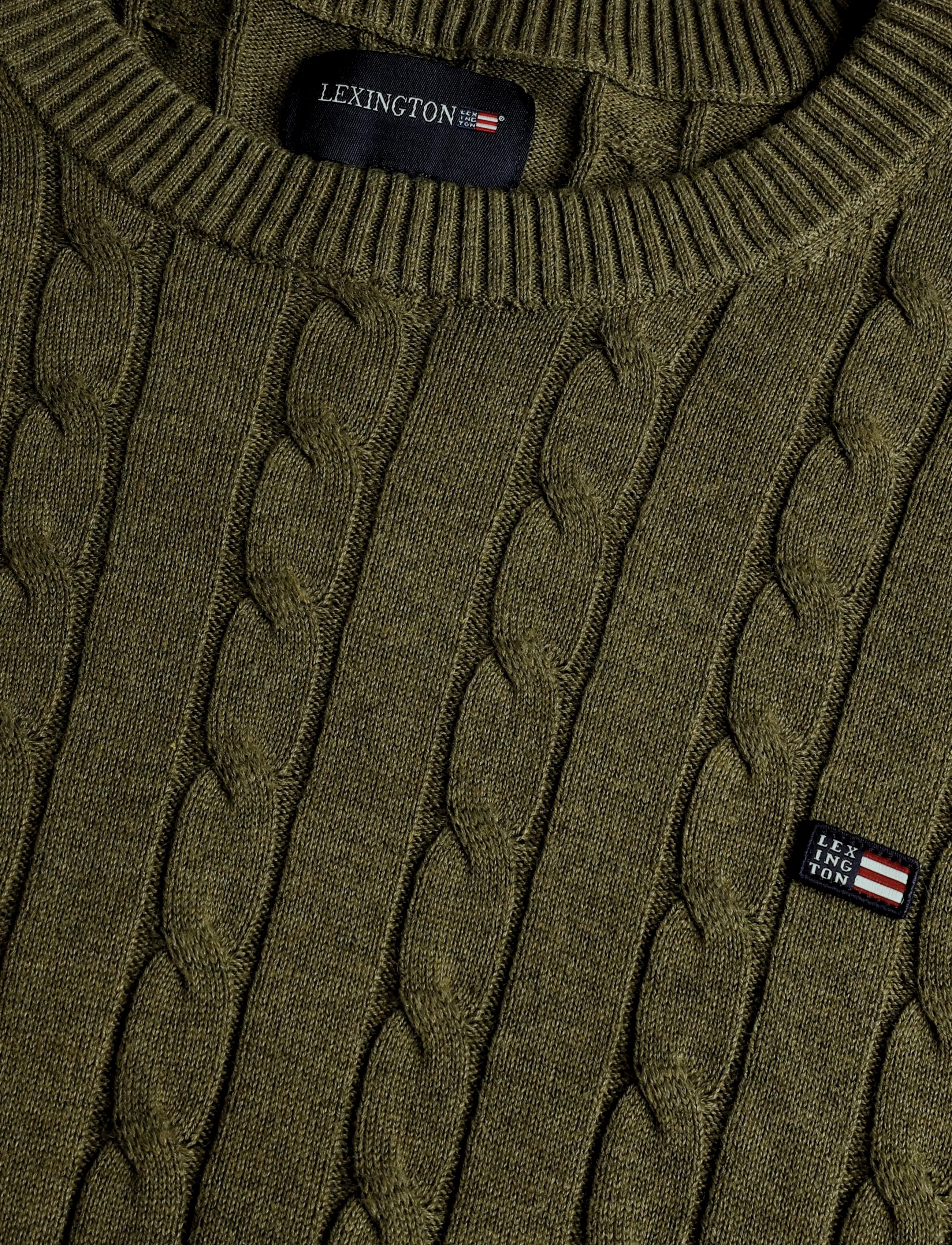 Lexington Clothing - Cotton Cable Knitted Sweater - rundhals - green melange - 2