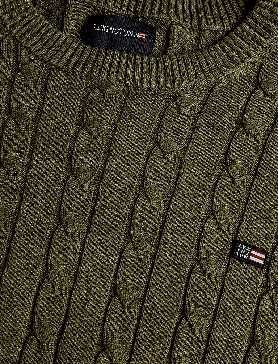 Lexington Clothing - Cotton Cable Knitted Sweater - rundhals - green melange - 2
