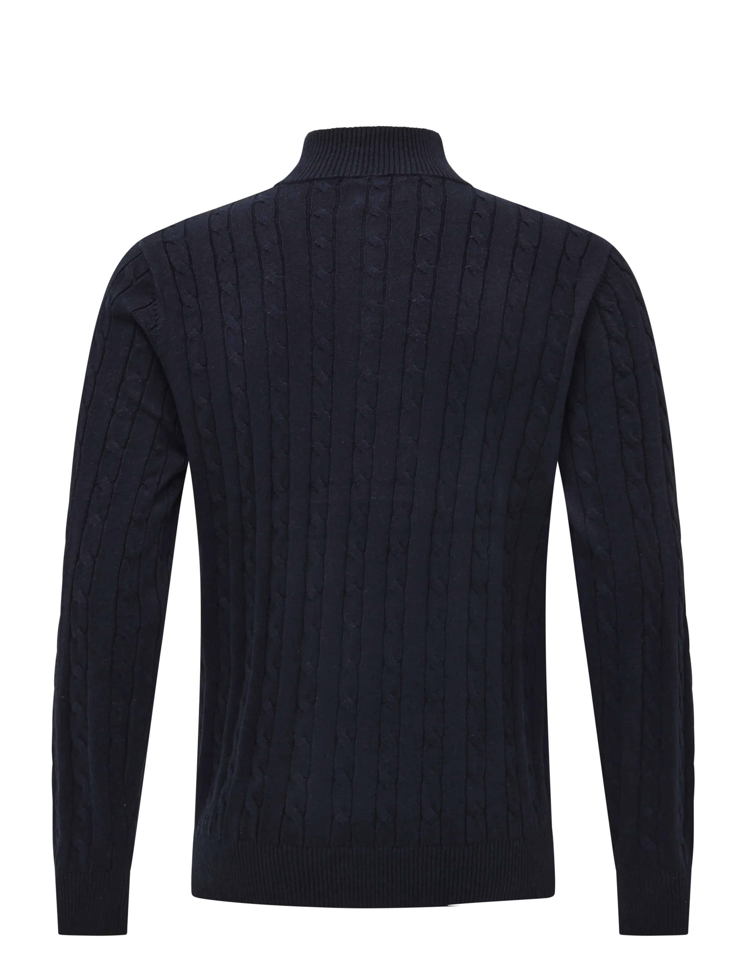 Lexington Clothing - Cotton Cable Knitted Half-Zip Sweater - poolpika lukuga džemprid - dark blue - 2