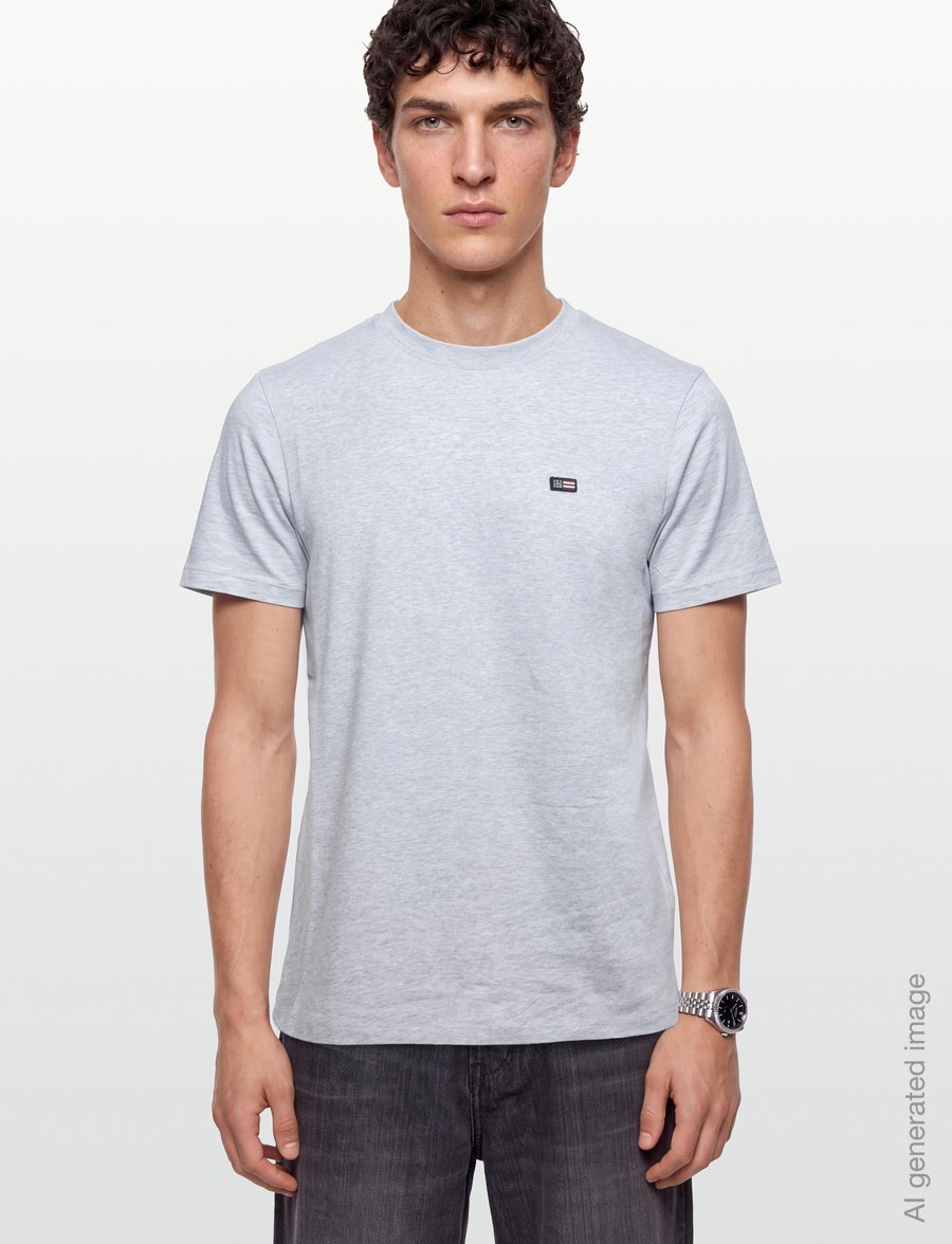 Lexington Clothing - Classic Organic Cotton Logo Tee - short-sleeved t-shirts - light grey melange - 3