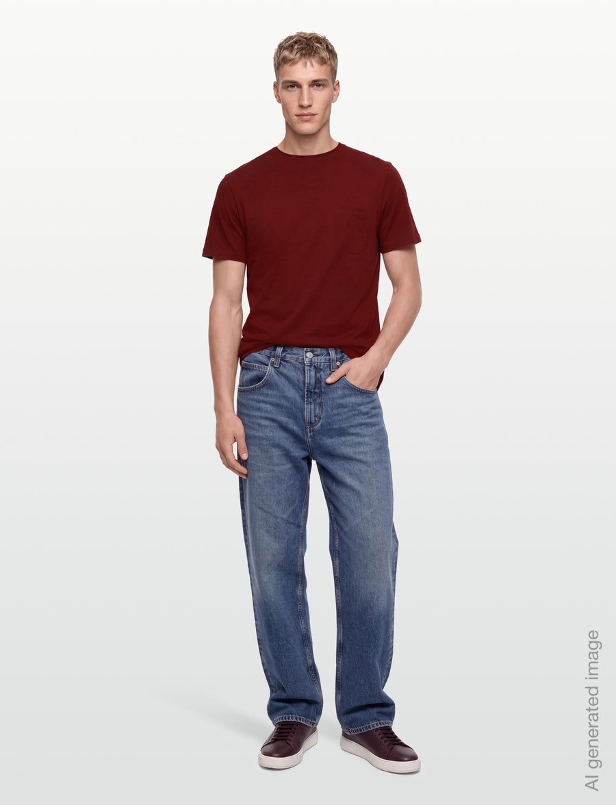 Lexington Clothing - Midweight Organic Cotton Tee - kortærmede t-shirts - burgundy - 0