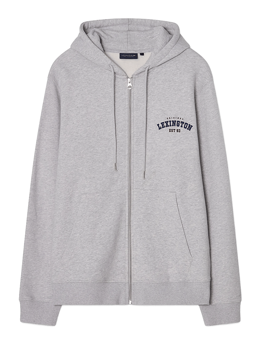 Lexington Clothing - Organic Cotton Logo Zip-Up Hoodie - light grey melange - 0