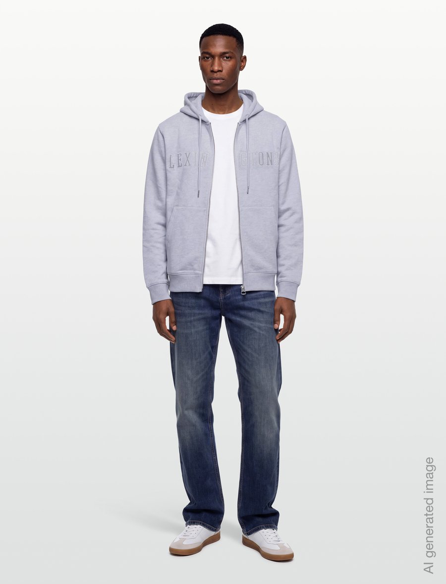 Lexington Clothing - Organic Cotton Logo Zip-Up Hoodie - kapuutsiga pusad - light grey melange - 0