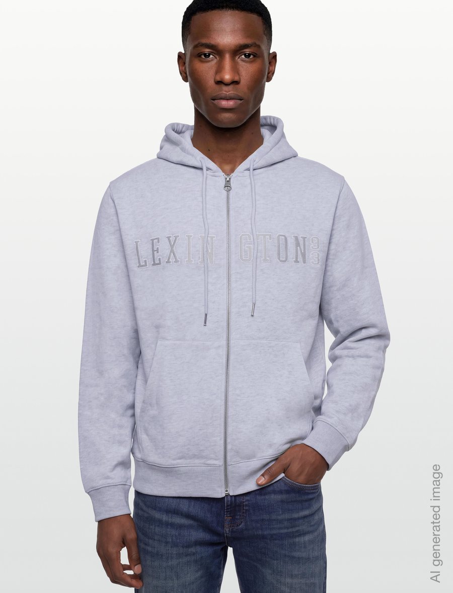 Lexington Clothing - Organic Cotton Logo Zip-Up Hoodie - kapuutsiga pusad - light grey melange - 3