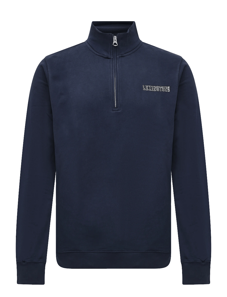 Lexington Clothing - Organic Cotton Half-Zip Sweater - sweatshirts - dark blue - 1