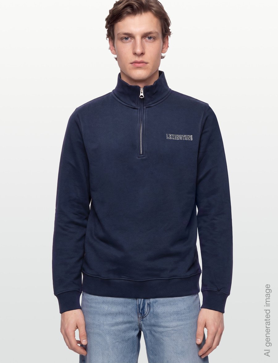 Lexington Clothing - Organic Cotton Half-Zip Sweater - sweatshirts - dark blue - 3