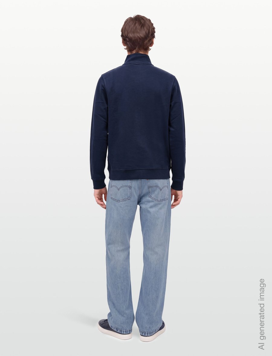 Lexington Clothing - Organic Cotton Half-Zip Sweater - sweatshirts - dark blue - 4