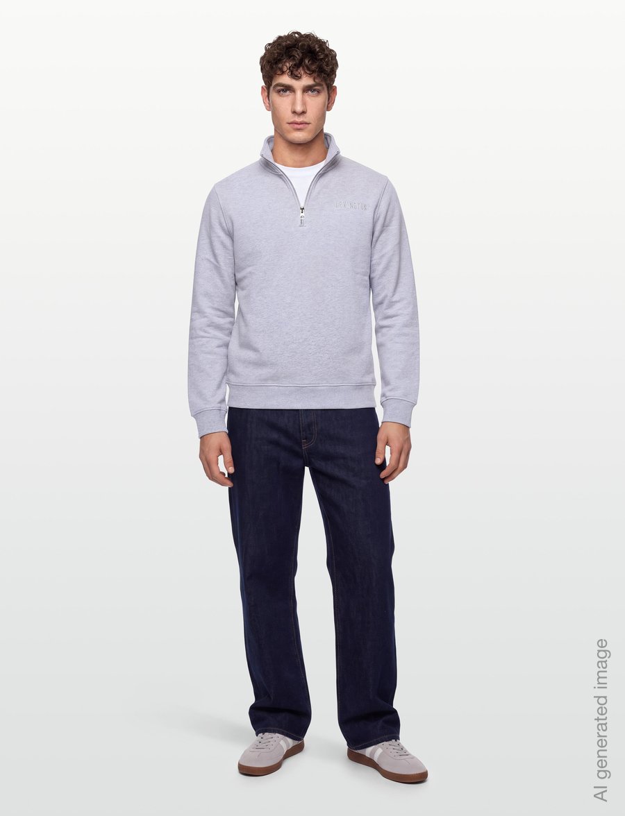 Lexington Clothing - Organic Cotton Half-Zip Sweater - shoppa efter tillfälle - light grey melange - 0