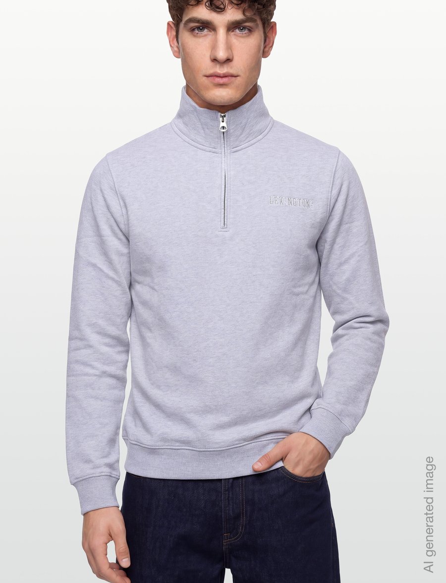 Lexington Clothing - Organic Cotton Half-Zip Sweater - shoppa efter tillfälle - light grey melange - 3
