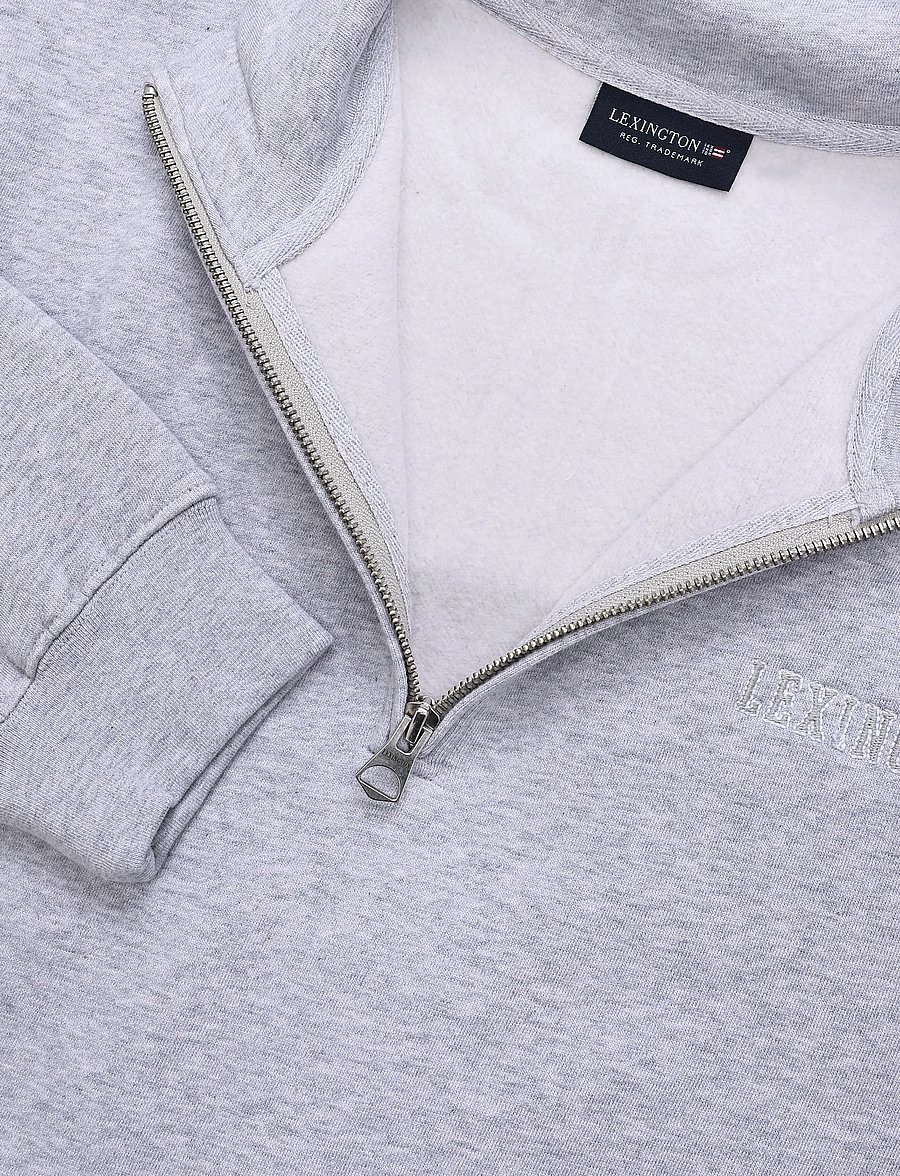 Lexington Clothing - Organic Cotton Half-Zip Sweater - sweats - light grey melange - 2