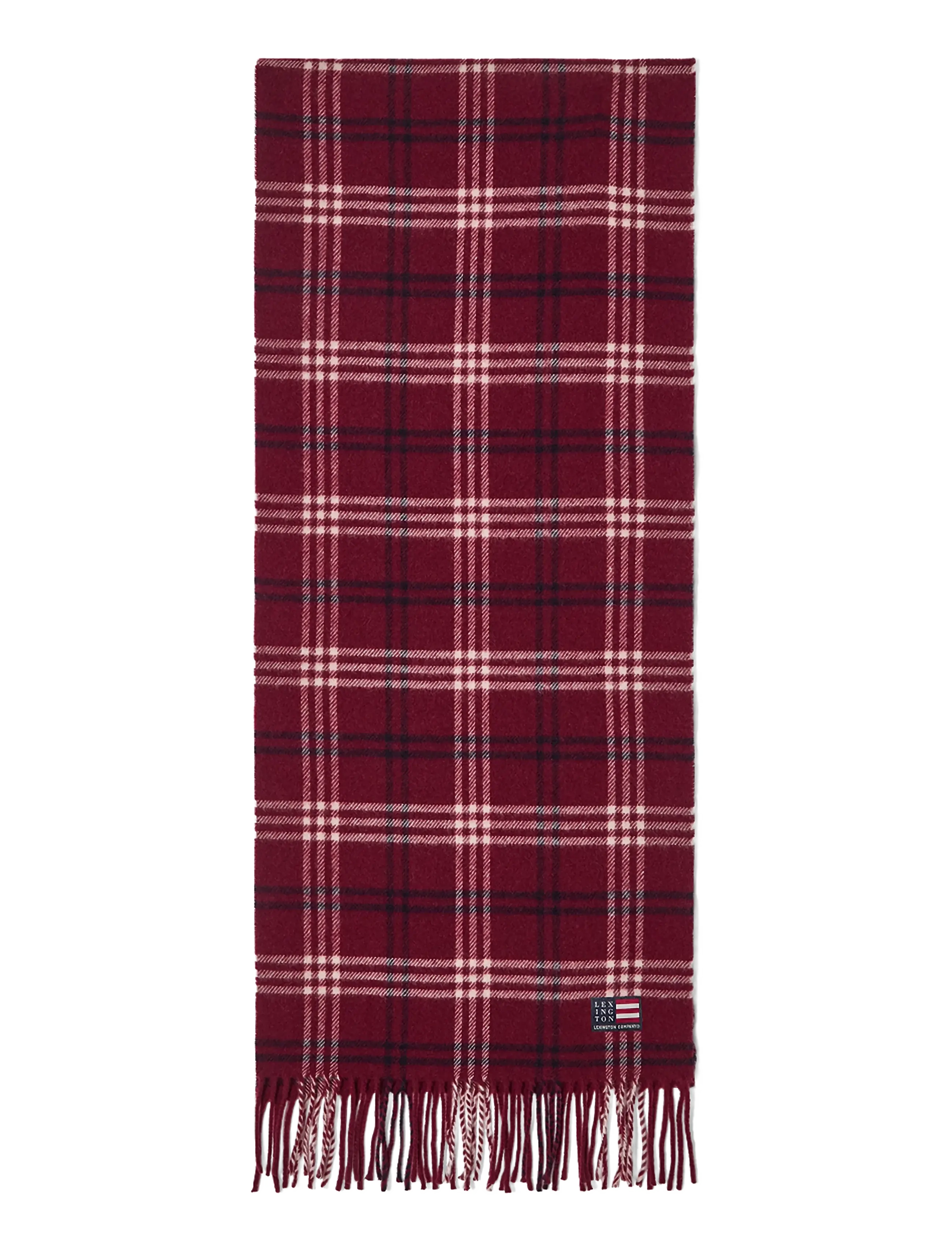 Lexington Clothing - Recycled Wool Blend Scarf - burgundy multi check - 1