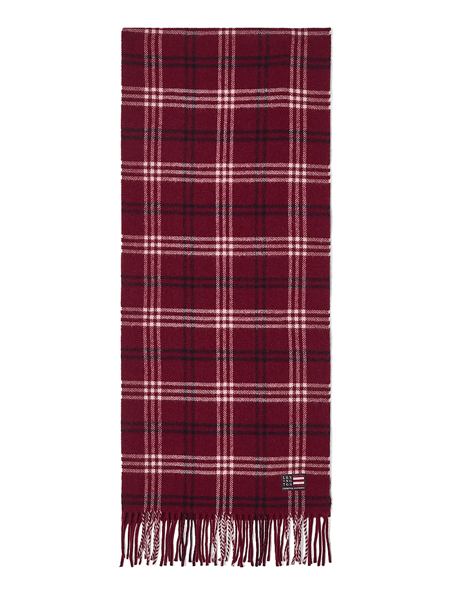 Lexington Clothing - Recycled Wool Blend Scarf - burgundy multi check - 1