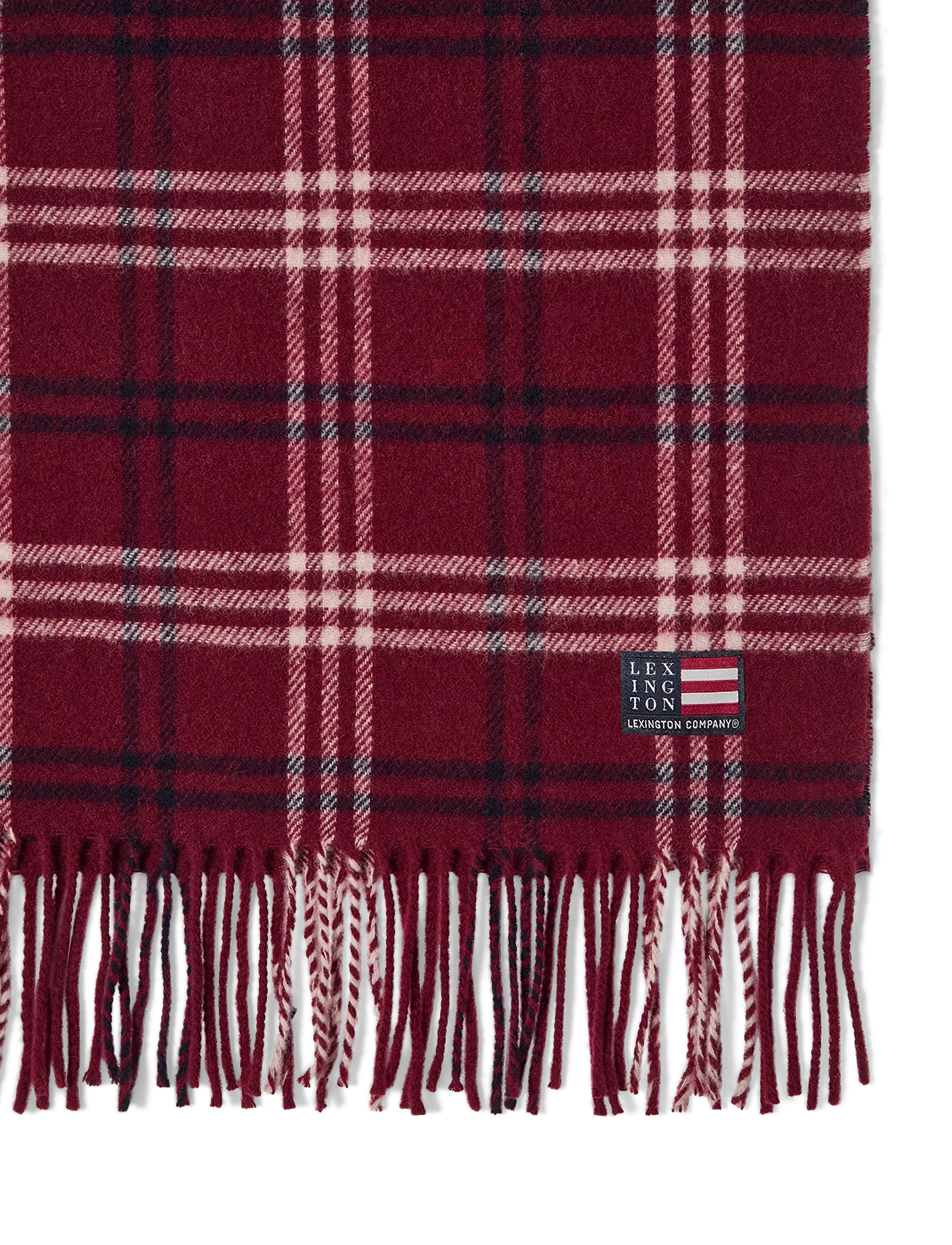 Lexington Clothing - Recycled Wool Blend Scarf - burgundy multi check - 2