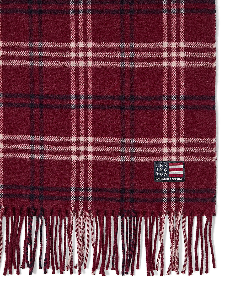 Lexington Clothing - Recycled Wool Blend Scarf - burgundy multi check - 2