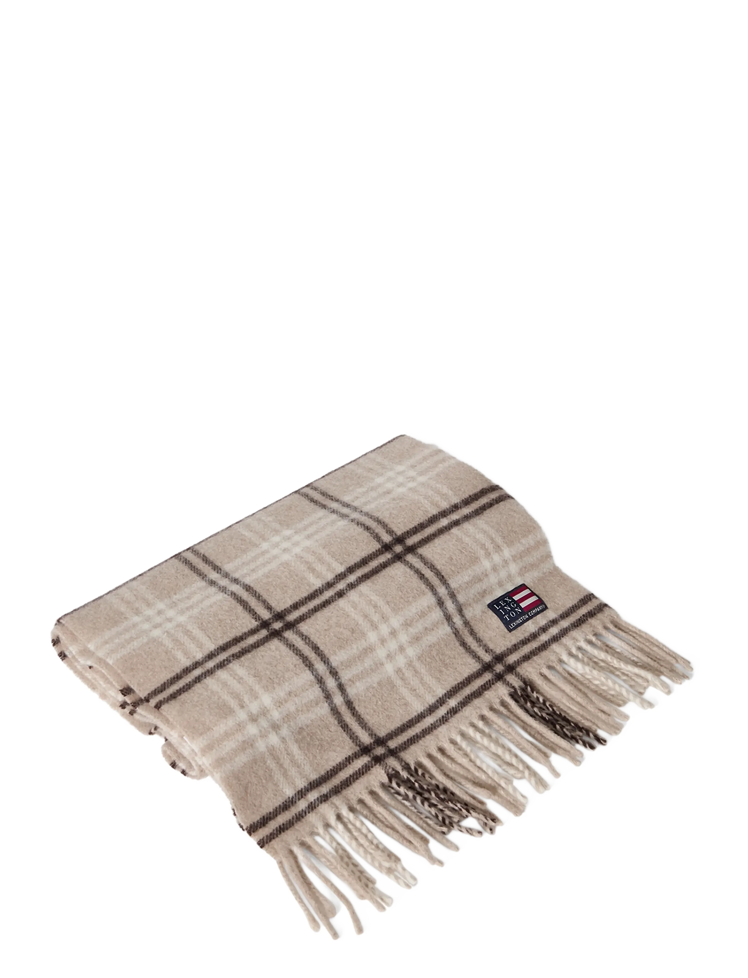 Lexington Clothing Recycled Wool Blend Scarf - Lexington Clothing - LIGHT BEIGE/BROWN CHECK / beige