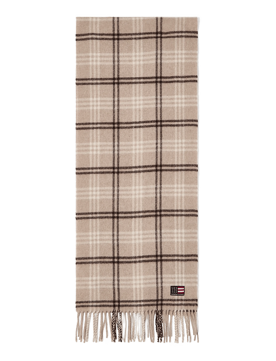 Lexington Clothing - Recycled Wool Blend Scarf - light beige/brown check - 1