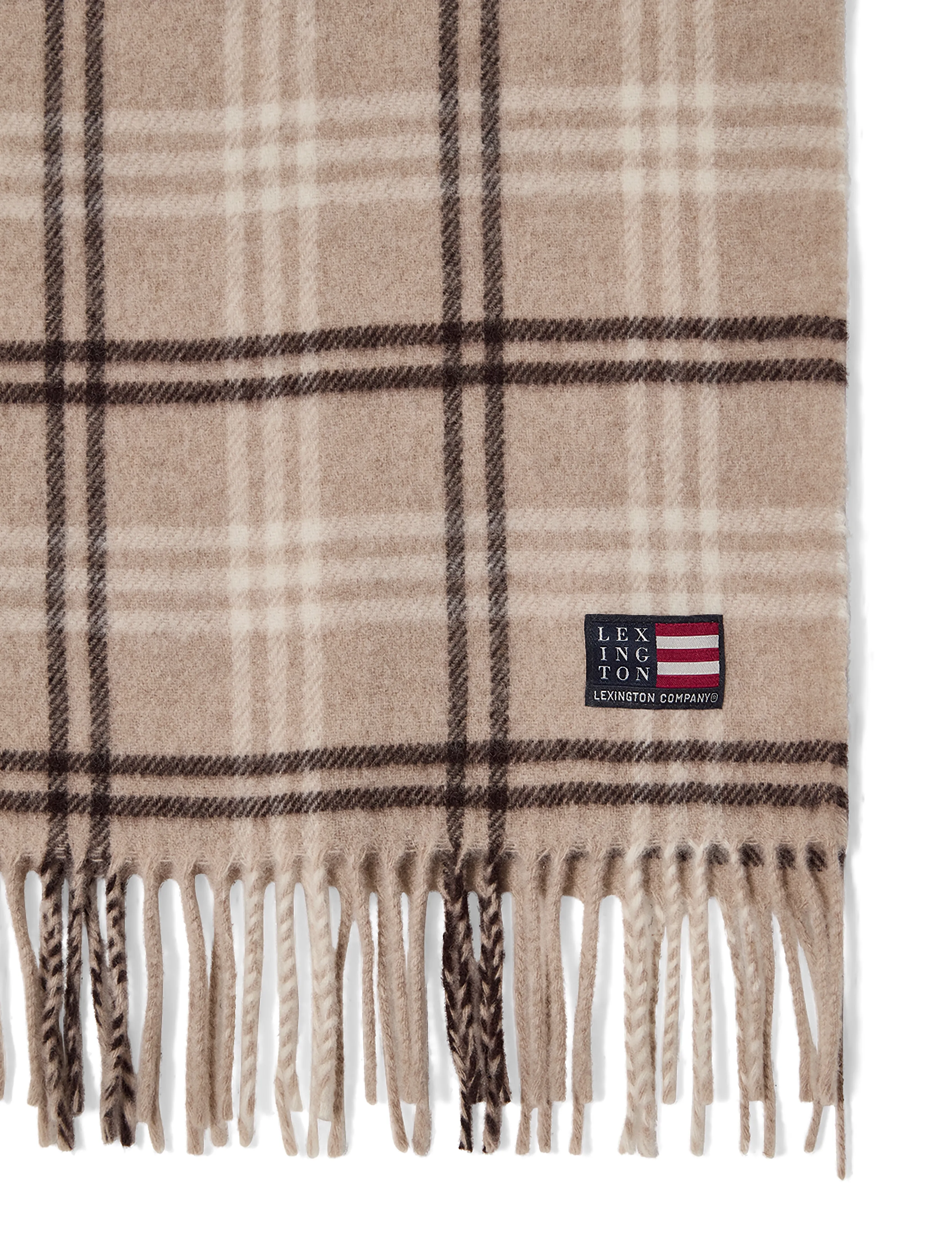 Lexington Clothing - Recycled Wool Blend Scarf - light beige/brown check - 2