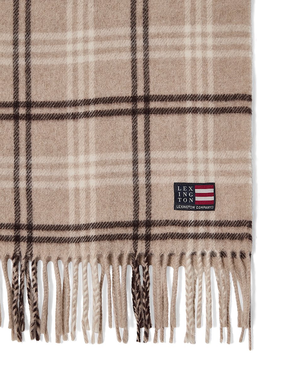 Lexington Clothing - Recycled Wool Blend Scarf - light beige/brown check - 2