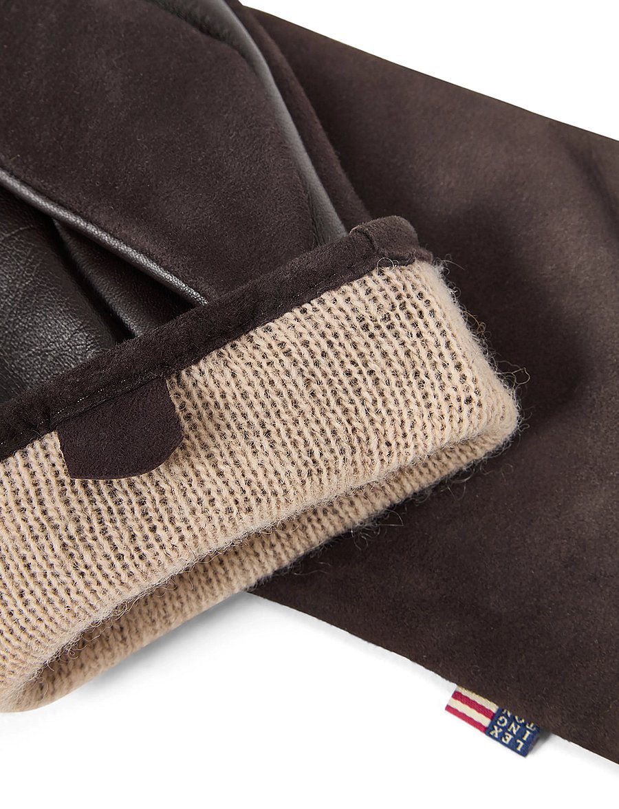 Lexington Clothing - Women's Leather and Suede Gloves - skinnhandskar - dark brown - 1
