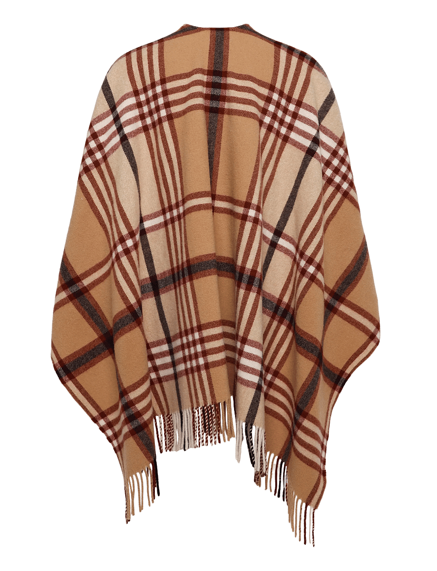 Lexington Clothing - Recycled Wool Blend Poncho - ponchos & capes - beige/dark red check - 1