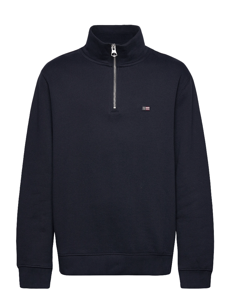 Lexington Clothing - Terry Organic Cotton Half Zip Sweater - sweatshirts - dark blue - 0