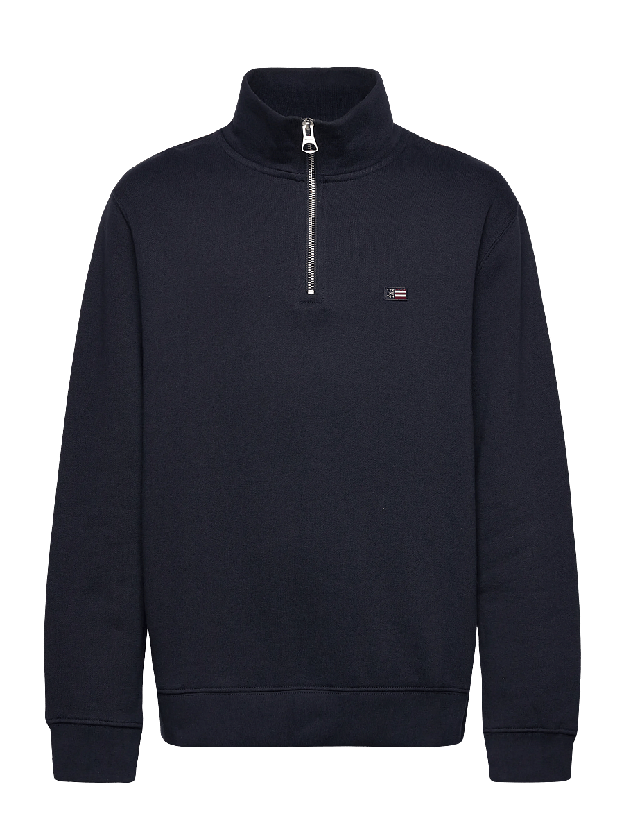 Lexington Clothing - Terry Organic Cotton Half Zip Sweater - sweatshirts - dark blue - 0
