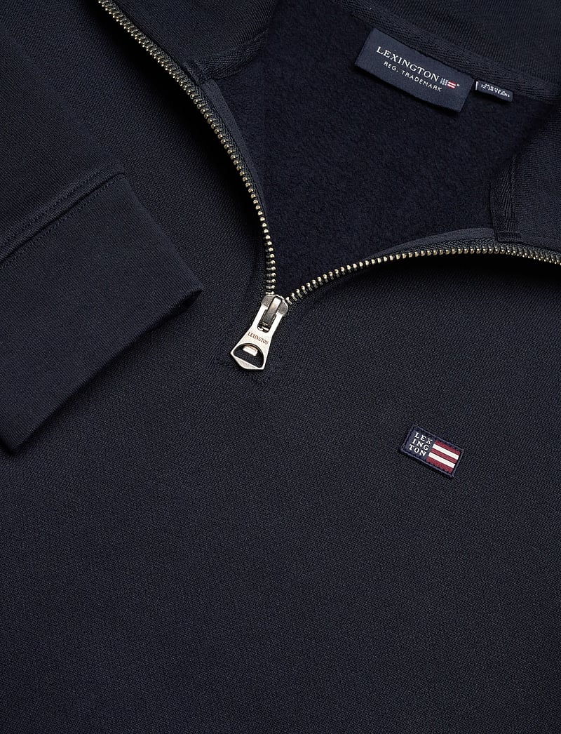 Lexington Clothing - Terry Organic Cotton Half Zip Sweater - sweatshirts - dark blue - 2