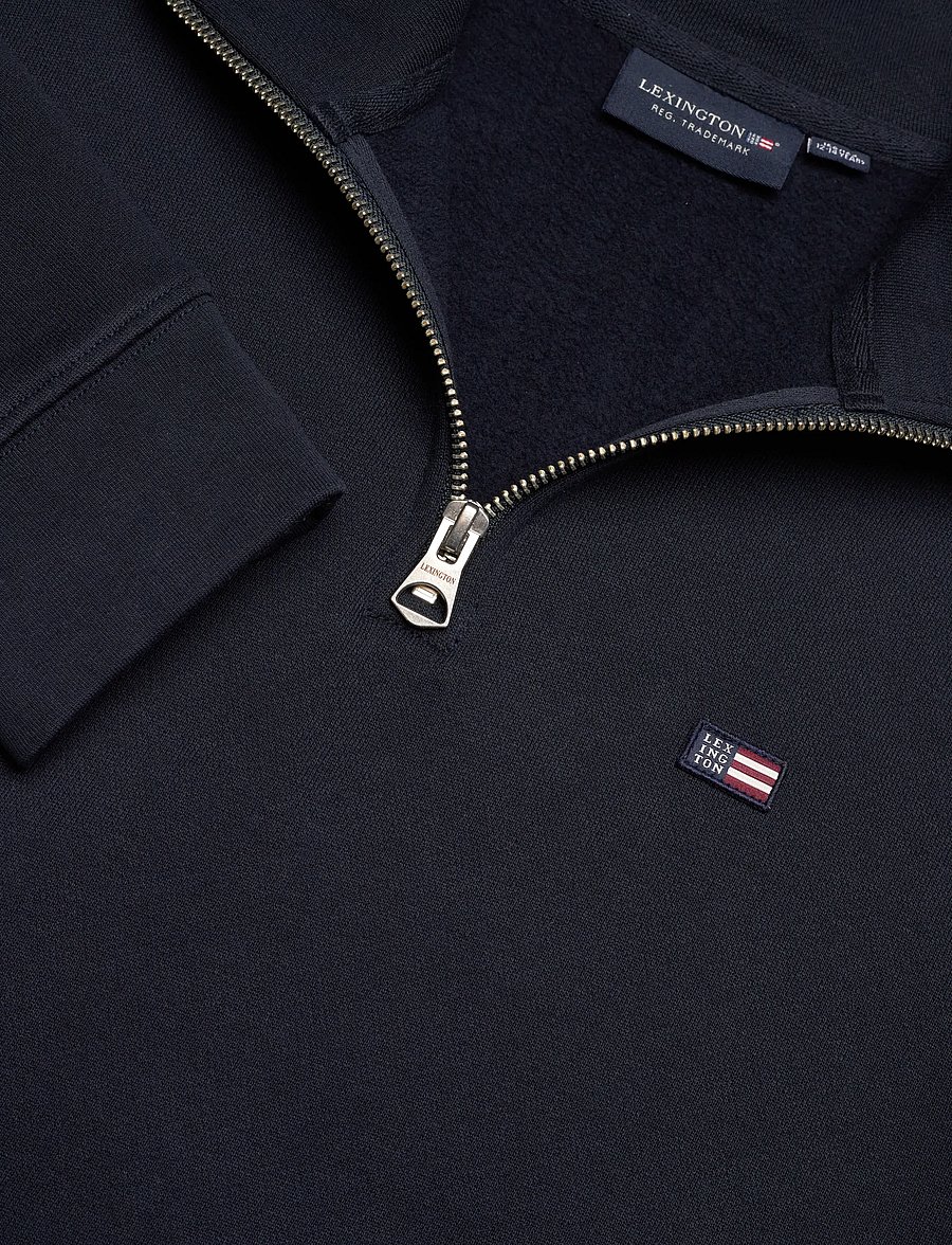 Lexington Clothing - Terry Organic Cotton Half Zip Sweater - sweatshirts - dark blue - 2