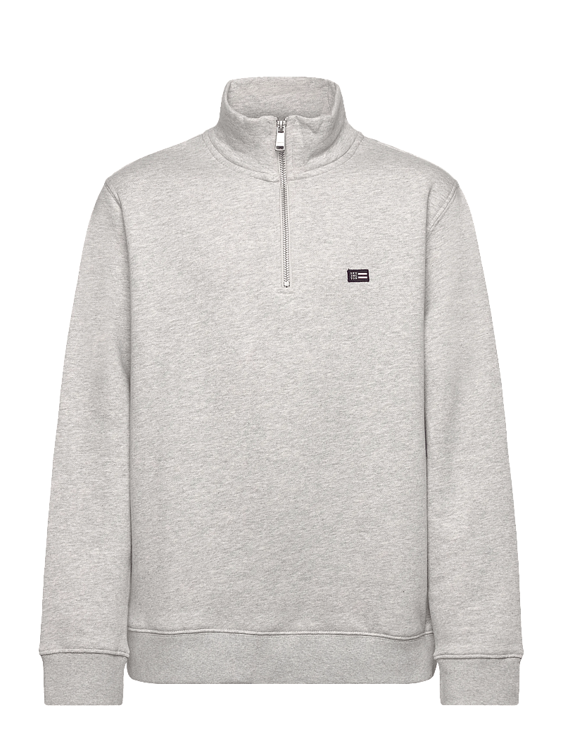 Lexington Clothing - Terry Organic Cotton Half Zip Sweater - sweatshirts - light grey melange - 0