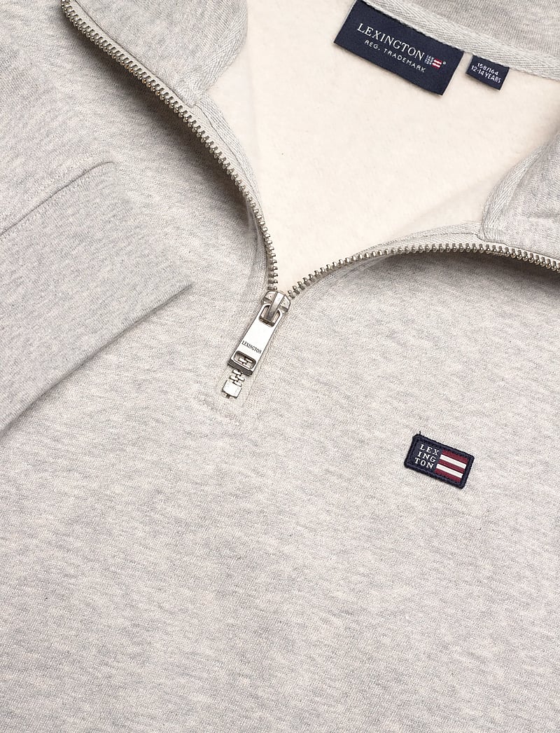 Lexington Clothing - Terry Organic Cotton Half Zip Sweater - sweatshirts - light grey melange - 2