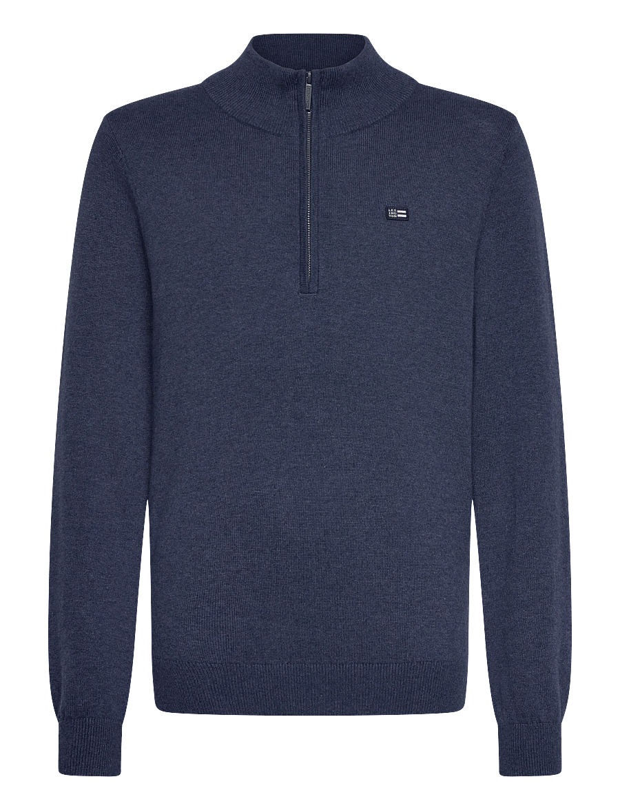 Lexington Clothing - Freddy Half-Zip Sweater - swetry - blue melange - 0