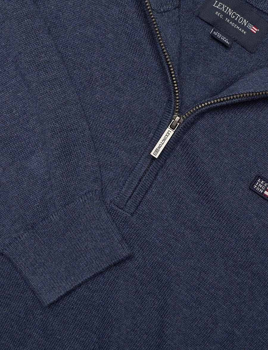 Lexington Clothing - Freddy Half-Zip Sweater - swetry - blue melange - 2