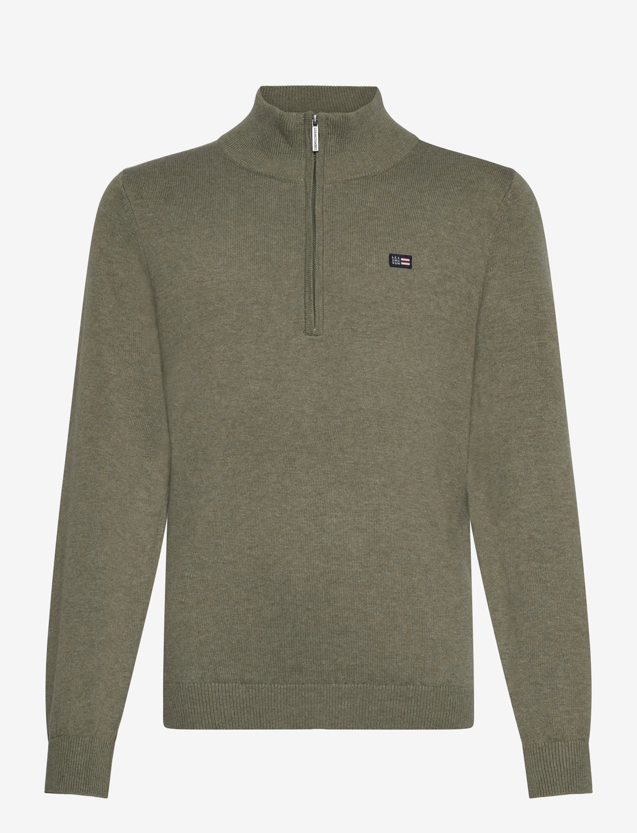 Lexington Clothing - Freddy Half-Zip Sweater - jumpers - green melange - 0