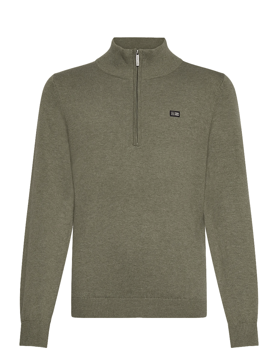 Lexington Clothing - Freddy Half-Zip Sweater - stickade tröjor - green melange - 0