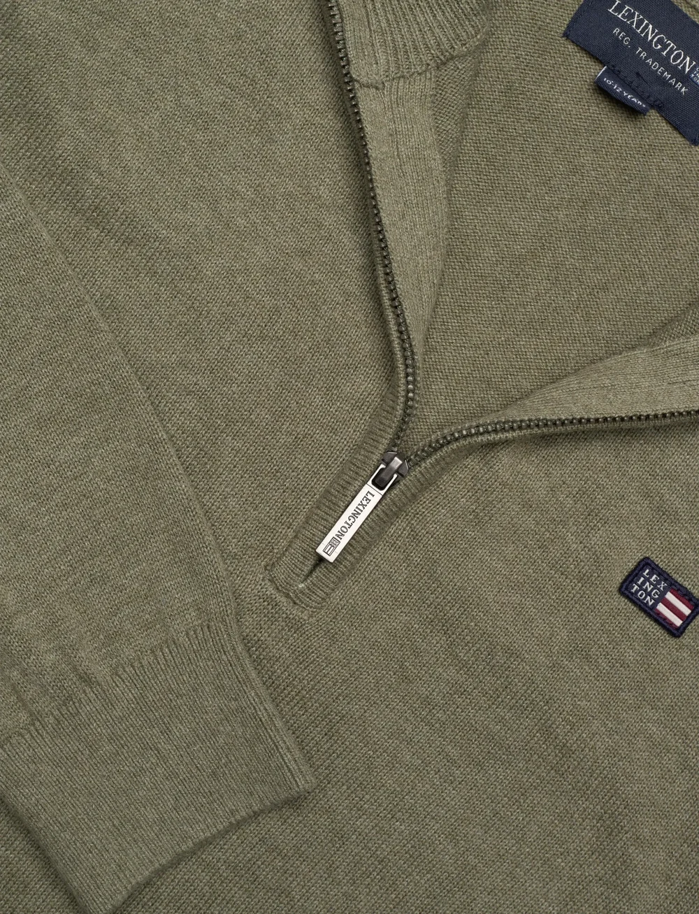 Lexington Clothing - Freddy Half-Zip Sweater - jumpers - green melange - 2